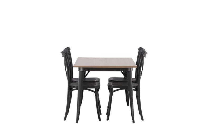 Ruokailuryhmä Tempe 140 cm Suorakulmainen 4 Crosett Tuolia - Musta - Huonekalut - Pöytä & ruokailuryhmä - Ruokailuryhmä