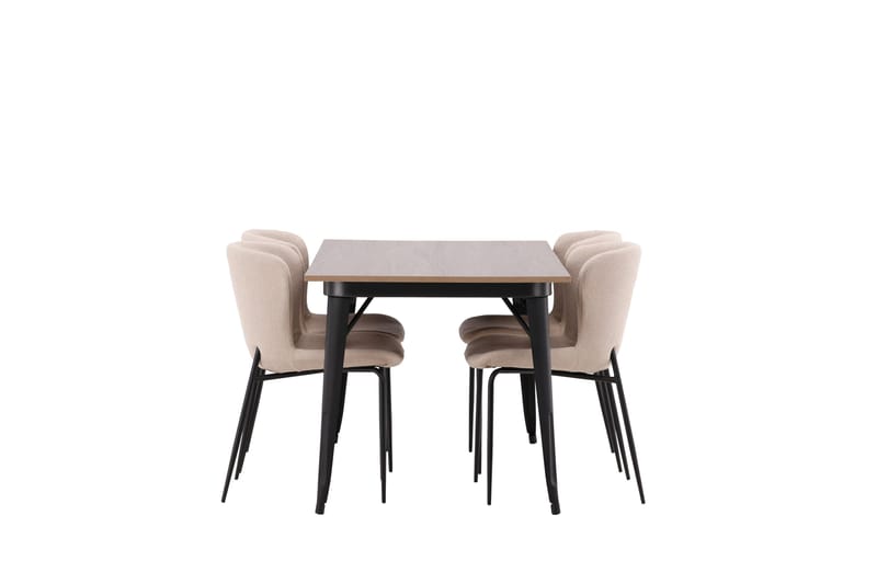 Ruokailuryhmä Tempe 140 cm Suorakulmainen 4 Modesto Tuolia - Beige - Huonekalut - Pöytä & ruokailuryhmä - Ruokailuryhmä