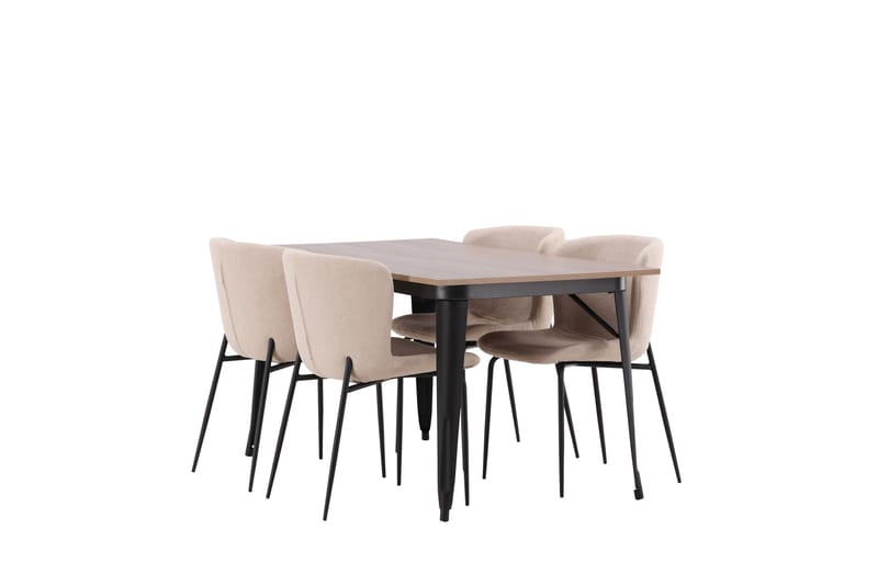 Ruokailuryhmä Tempe 140 cm Suorakulmainen 4 Modesto Tuolia - Beige - Huonekalut - Pöytä & ruokailuryhmä - Ruokailuryhmä