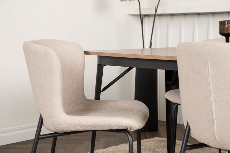 Ruokailuryhmä Tempe 140 cm Suorakulmainen 4 Modesto Tuolia - Beige - Huonekalut - Pöytä & ruokailuryhmä - Ruokailuryhmä