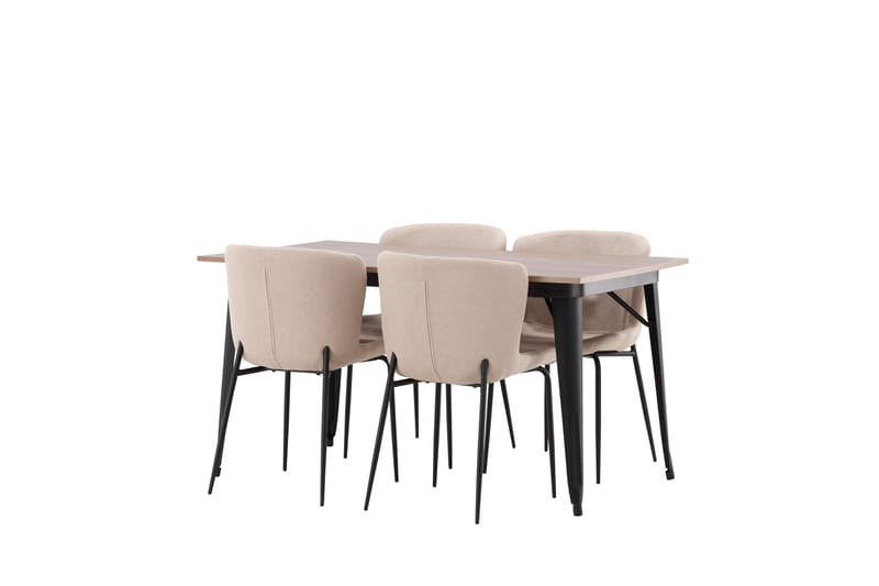 Ruokailuryhmä Tempe 140 cm Suorakulmainen 4 Modesto Tuolia - Beige - Huonekalut - Pöytä & ruokailuryhmä - Ruokailuryhmä