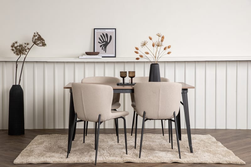 Ruokailuryhmä Tempe 140 cm Suorakulmainen 4 Modesto Tuolia - Beige - Huonekalut - Pöytä & ruokailuryhmä - Ruokailuryhmä