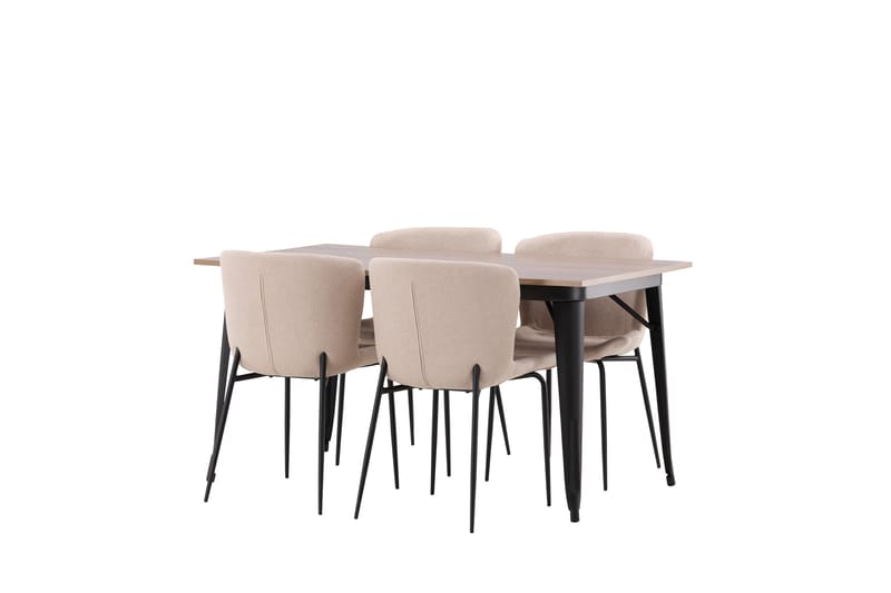 Ruokailuryhmä Tempe 140 cm Suorakulmainen 4 Modesto Tuolia - Beige - Huonekalut - Pöytä & ruokailuryhmä - Ruokailuryhmä