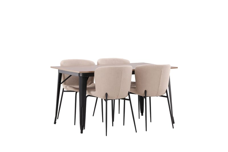 Ruokailuryhmä Tempe 140 cm Suorakulmainen 4 Modesto Tuolia - Beige - Huonekalut - Pöytä & ruokailuryhmä - Ruokailuryhmä