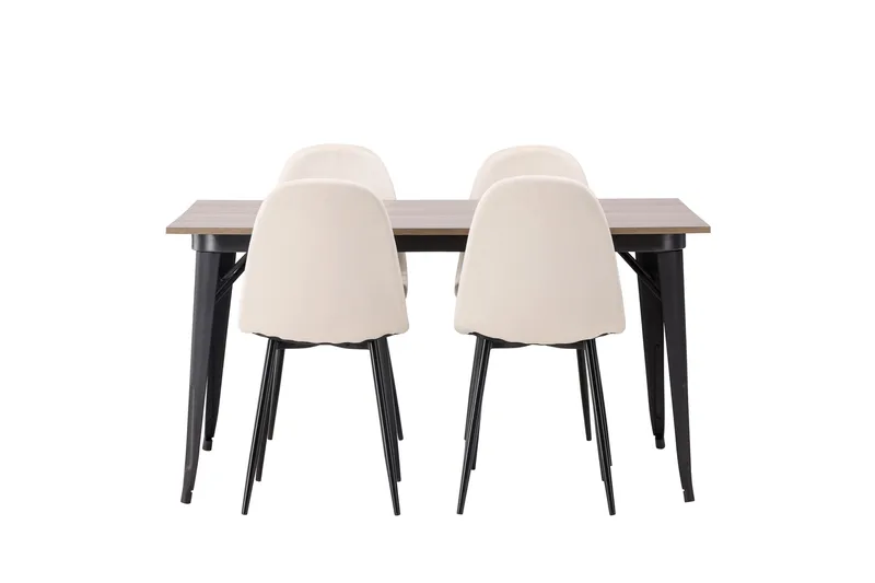 Ruokailuryhmä Tempe 140 cm Suorakulmainen 4 Polar Tuolia, Beige