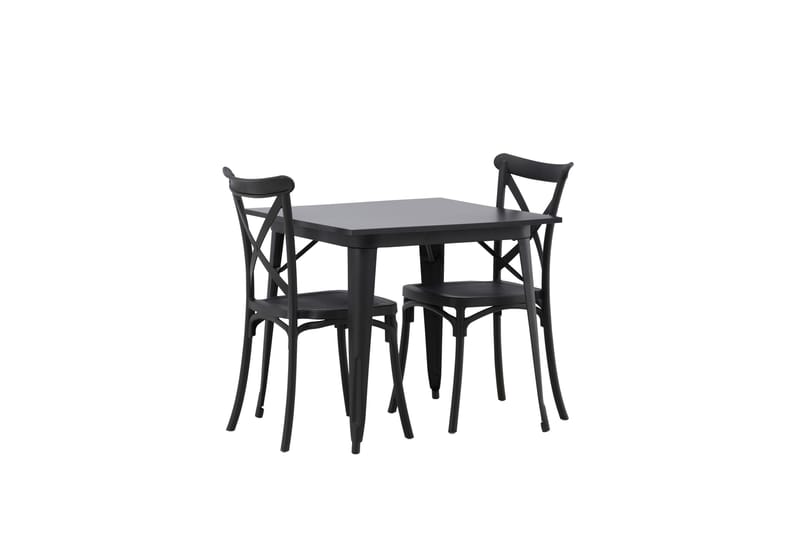 Ruokailuryhmä Tempe 80 cm Suorakulmainen 2 Crosett Tuolia - Musta - Huonekalut - Pöytä & ruokailuryhmä - Ruokailuryhmä