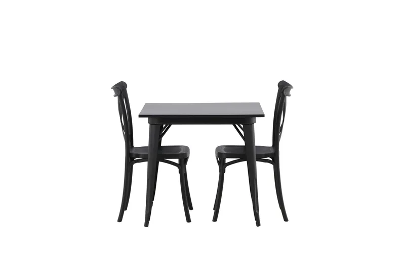 Ruokailuryhmä Tempe 80 cm Suorakulmainen 2 Crosett Tuolia, Musta