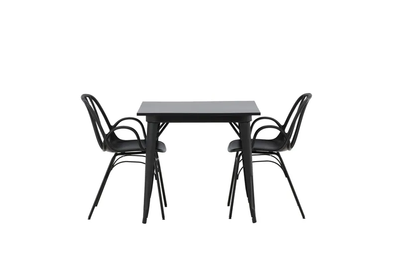 Ruokailuryhmä Tempe 80 cm Suorakulmainen 2 Dyrön Tuolia, Musta