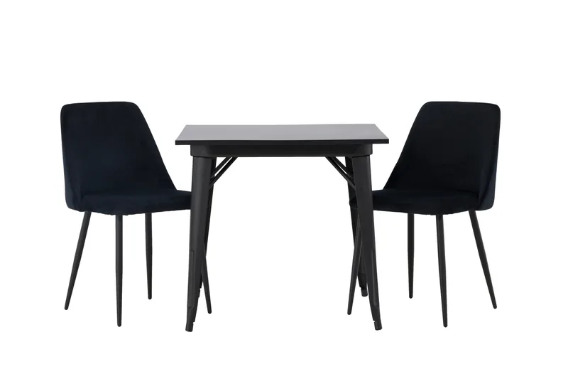 Ruokailuryhmä Tempe 80 cm Suorakulmainen 2 Night Tuolia, Musta