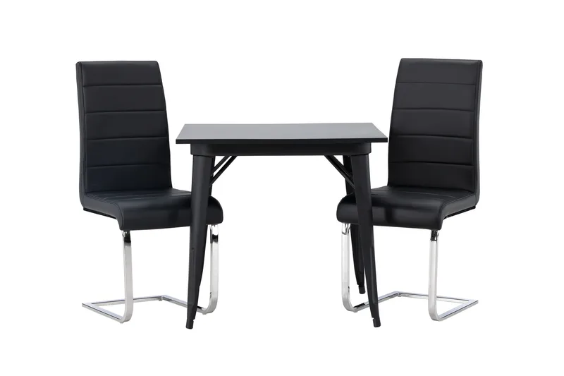 Ruokailuryhmä Tempe 80 cm Suorakulmainen 2 Tempo Tuolia, Musta