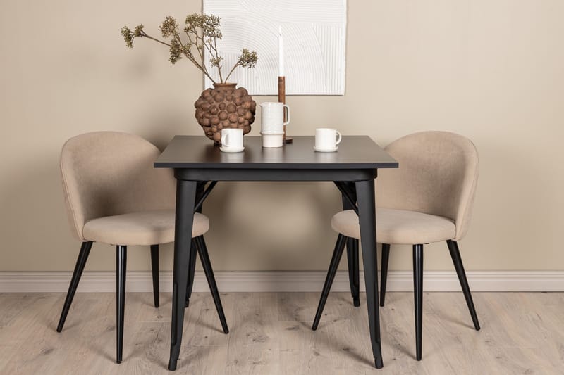 Ruokailuryhmä Tempe 80 cm Suorakulmainen 2 Velvet Tuolia - Beige - Huonekalut - Pöytä & ruokailuryhmä - Ruokailuryhmä