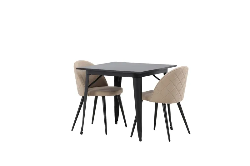 Ruokailuryhmä Tempe 80 cm Suorakulmainen 2 Velvet Tuolia - Beige - Huonekalut - Pöytä & ruokailuryhmä - Ruokailuryhmä