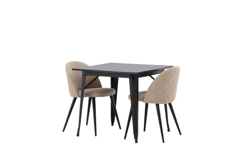 Ruokailuryhmä Tempe 80 cm Suorakulmainen 2 Velvet Tuolia - Beige - Huonekalut - Pöytä & ruokailuryhmä - Ruokailuryhmä