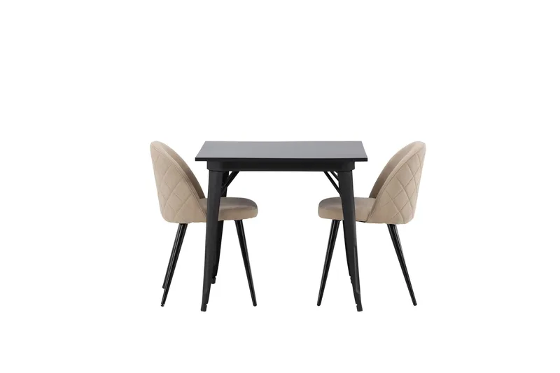 Ruokailuryhmä Tempe 80 cm Suorakulmainen 2 Velvet Tuolia - Beige - Huonekalut - Pöytä & ruokailuryhmä - Ruokailuryhmä