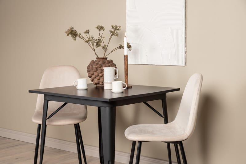 Ruokailuryhmä Tempe 80 cm Suorakulmainen 2 Polar Tuolia - Beige - Huonekalut - Pöytä & ruokailuryhmä - Ruokailuryhmä