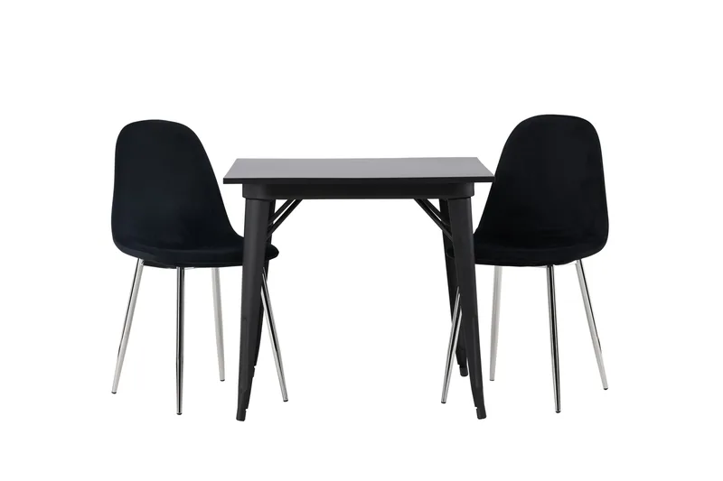 Ruokailuryhmä Tempe 80 cm Suorakulmainen 2 Polar Tuolia, Musta