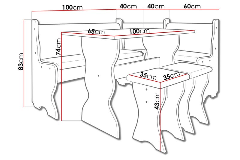 Thomas Keittiökalustesetti - Beige/Valkoinen - Huonekalut - Pöytä & ruokailuryhmä - Ruokailuryhmä