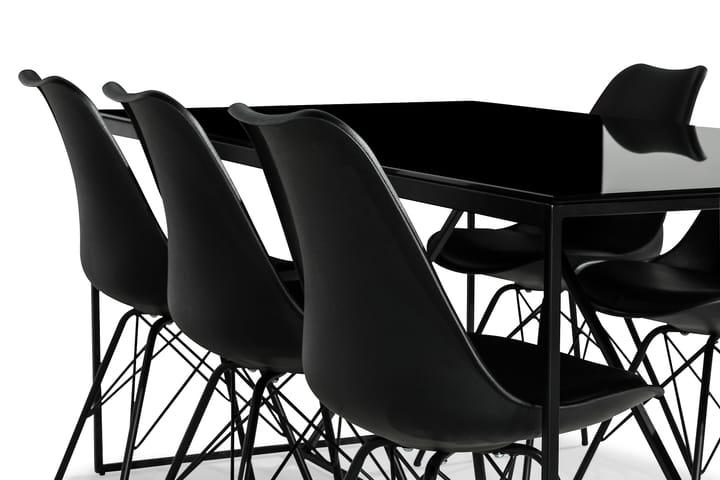 Treni Ruokailuryhmä 6 Scale tuolia - Lasi/Metalli/Musta PU - Ruokailuryhmä