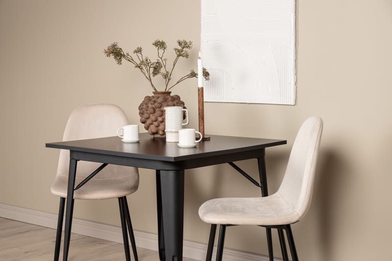 Ruokailuryhmä Tudera 80 cm Suorakulmainen 2 Nicci Tuolia - Beige - Huonekalut - Pöytä & ruokailuryhmä - Ruokailuryhmä