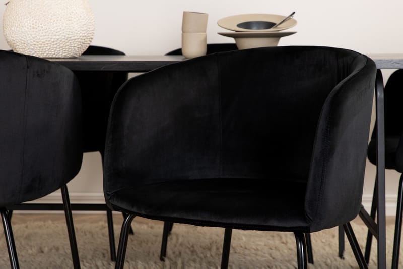 Ruokailuryhmä Uno 200 cm Suorakulmainen 6 Berit Tuolia - Musta - Huonekalut - Pöytä & ruokailuryhmä - Ruokailuryhmä