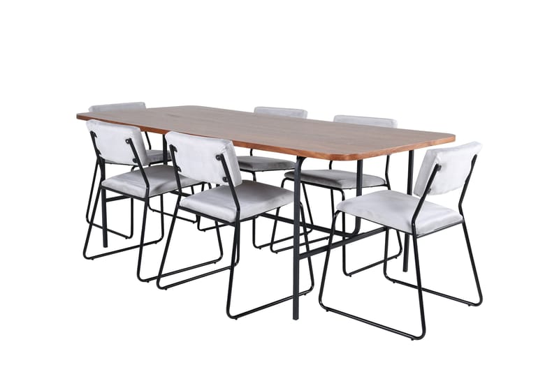 Ruokailuryhmä Uno 200 cm Suorakulmainen 6 Kenth Tuolia, Musta