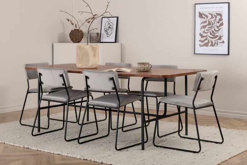 Ruokailuryhmä Uno 200 cm Suorakulmainen 6 Kenth Tuolia - Musta - Huonekalut - Pöytä & ruokailuryhmä - Ruokailuryhmä