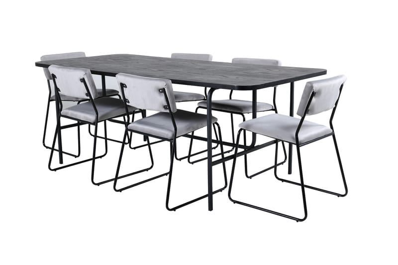 Ruokailuryhmä Uno 200 cm Suorakulmainen 6 Kenth Tuolia, Musta