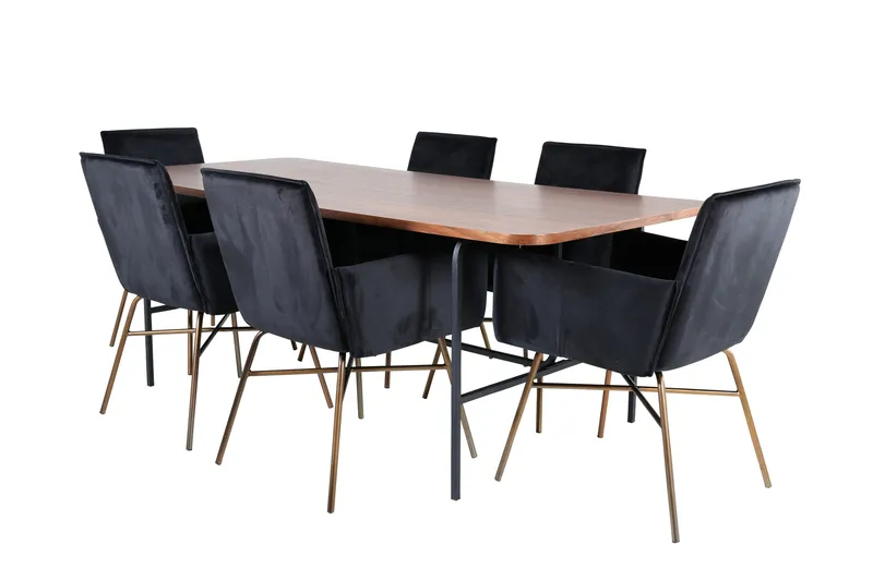 Ruokailuryhmä Uno 200 cm Suorakulmainen 6 Petra Tuolia, Musta