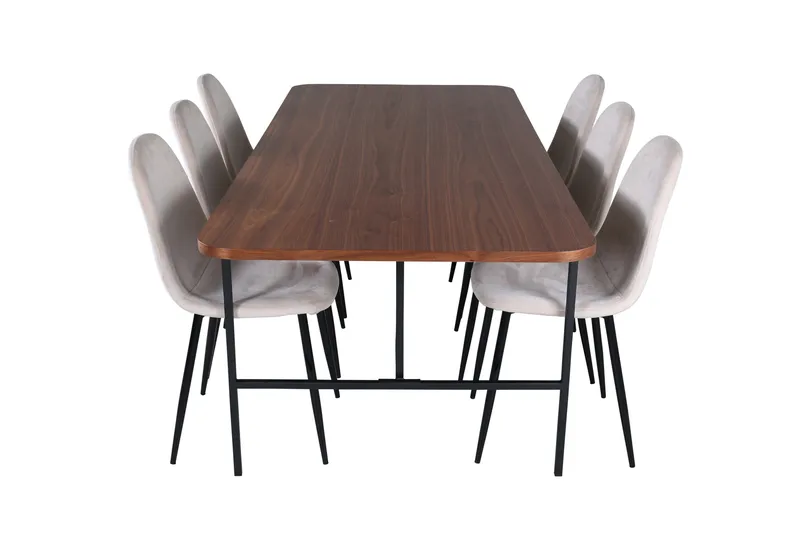 Ruokailuryhmä Uno 200 cm Suorakulmainen 6 Polar Tuolia - Beige - Huonekalut - Pöytä & ruokailuryhmä - Ruokailuryhmä