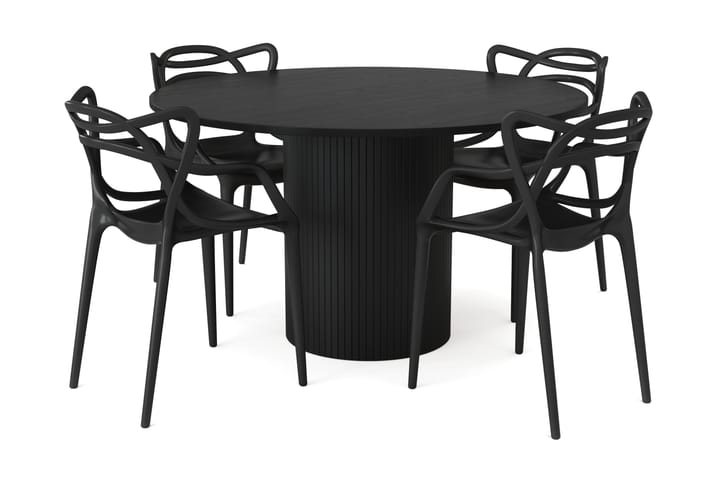 Ruokailuryhmä Uppveda 130 cm Pyöreä sis 4 Daye tuolia - Musta/Musta - Ruokailuryhmä