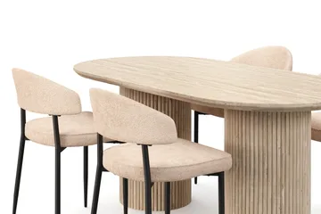 Uppveda Ruokapöytä travertiinin näköinen 4 Jairam ruokatuolilla - Beige - Huonekalut - Pöytä & ruokailuryhmä - Ruokailuryhmä