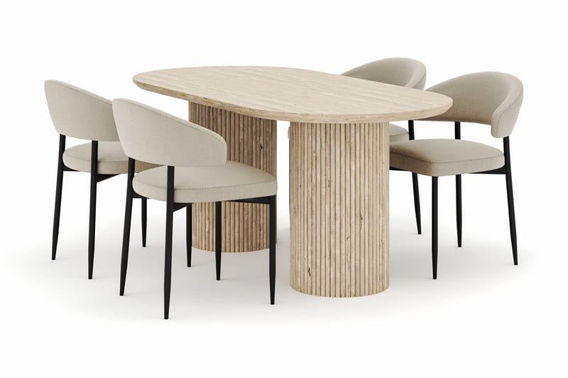Uppveda Soikea Ruokapöytä 180x90 cm ja 4 Sawako Tuolia, Beige