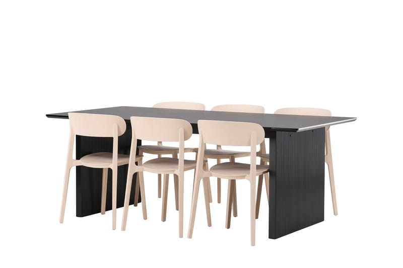 Ruokailuryhmä Vail 200 cm Suorakulmainen 6 Åstol Tuolia - Musta - Huonekalut - Pöytä & ruokailuryhmä - Ruokailuryhmä