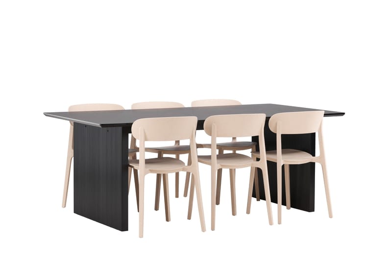 Ruokailuryhmä Vail 200 cm Suorakulmainen 6 Åstol Tuolia - Musta - Huonekalut - Pöytä & ruokailuryhmä - Ruokailuryhmä
