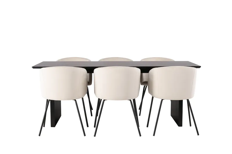 Ruokailuryhmä Vail 200 cm Suorakulmainen 6 Berit Tuolia, Beige