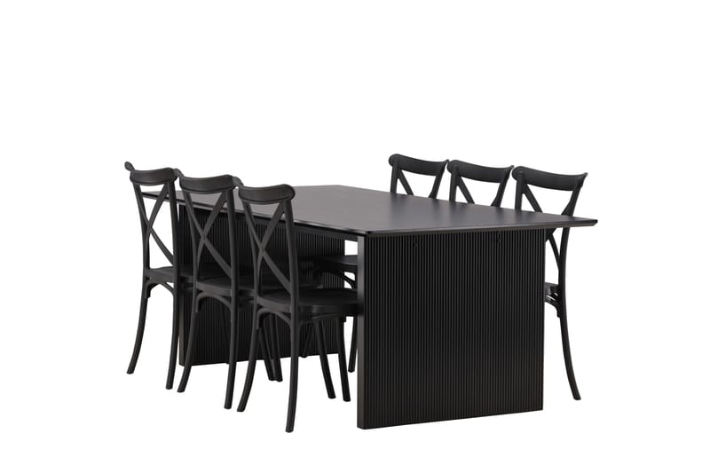 Ruokailuryhmä Vail 200 cm Suorakulmainen 6 Crosett Tuolia - Musta - Huonekalut - Pöytä & ruokailuryhmä - Ruokailuryhmä