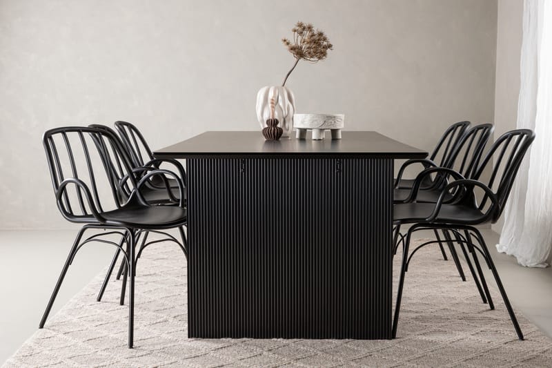 Ruokailuryhmä Vail 200 cm Suorakulmainen 6 Dyrön Tuolia - Musta - Huonekalut - Pöytä & ruokailuryhmä - Ruokailuryhmä