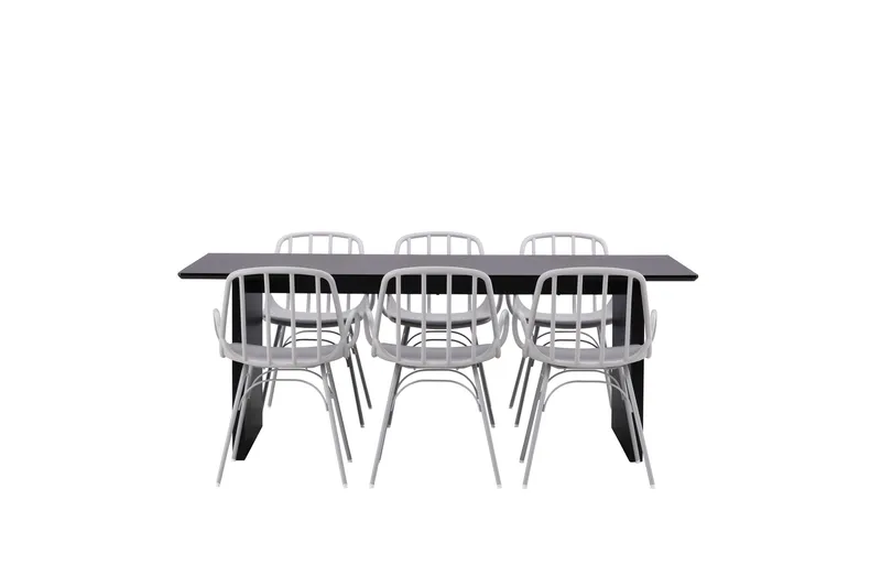 Ruokailuryhmä Vail 200 cm Suorakulmainen 6 Dyrön Tuolia, Musta