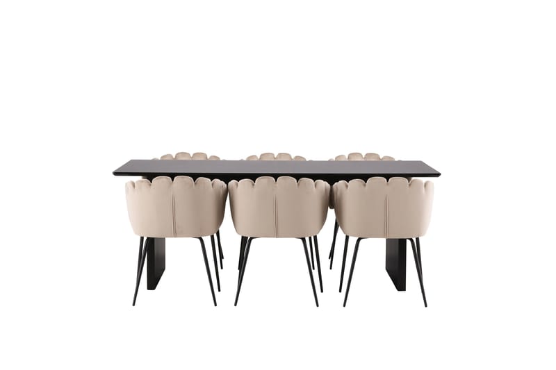 Ruokailuryhmä Vail 200 cm Suorakulmainen 6 Limhamn Tuolia, Beige