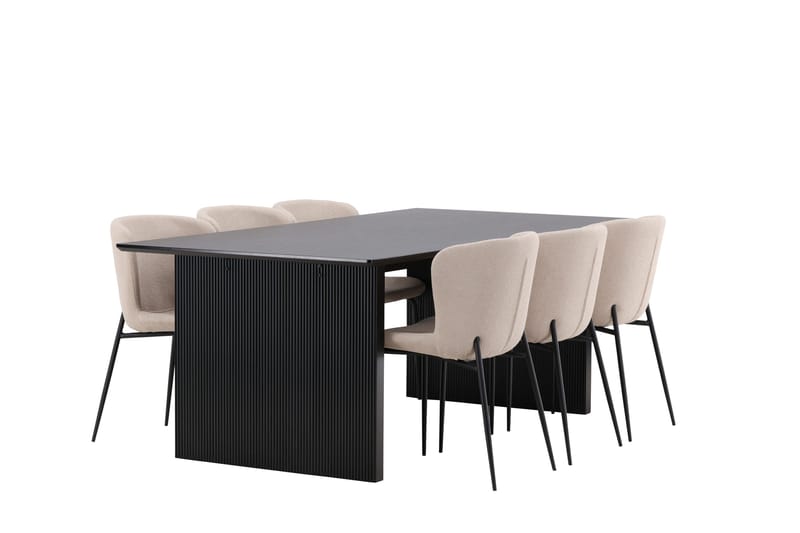 Ruokailuryhmä Vail 200 cm Suorakulmainen 6 Modesto Tuolia - Beige - Huonekalut - Pöytä & ruokailuryhmä - Ruokailuryhmä