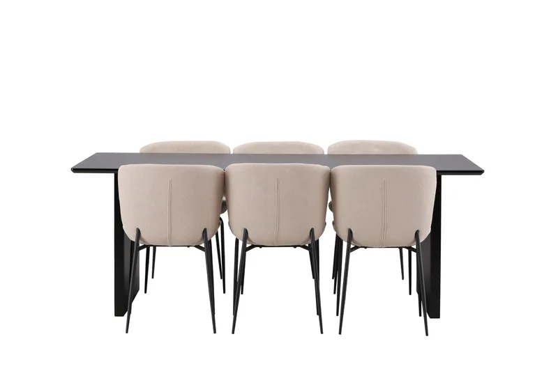 Ruokailuryhmä Vail 200 cm Suorakulmainen 6 Modesto Tuolia - Beige - Huonekalut - Pöytä & ruokailuryhmä - Ruokailuryhmä