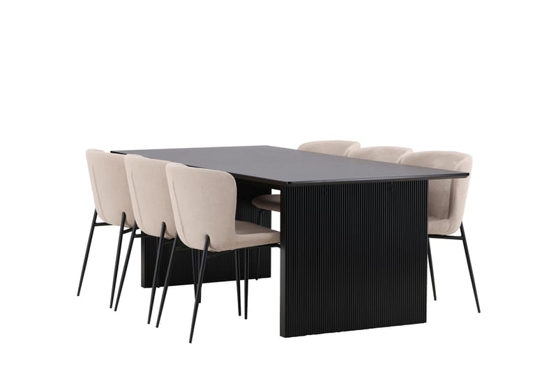 Ruokailuryhmä Vail 200 cm Suorakulmainen 6 Modesto Tuolia - Beige - Huonekalut - Pöytä & ruokailuryhmä - Ruokailuryhmä
