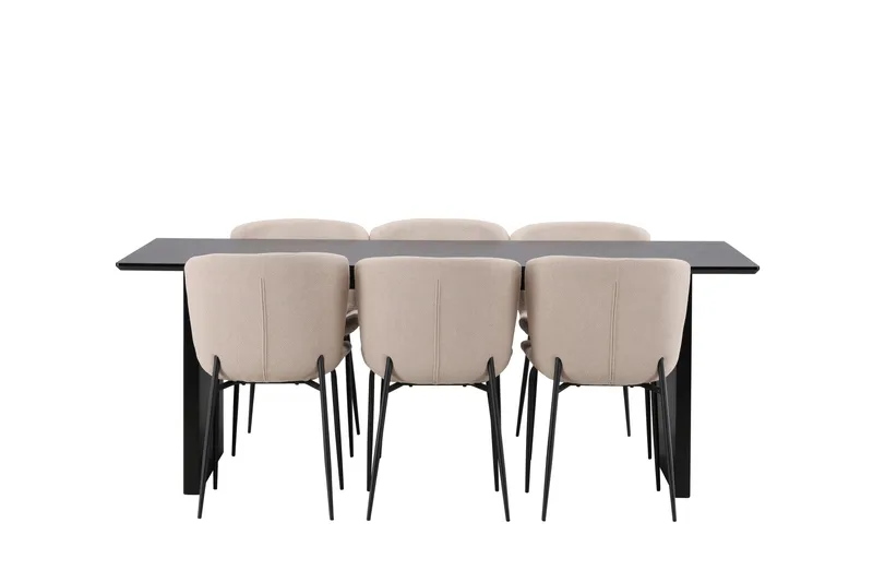 Ruokailuryhmä Vail 200 cm Suorakulmainen 6 Modesto Tuolia - Beige - Huonekalut - Pöytä & ruokailuryhmä - Ruokailuryhmä