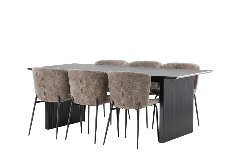 Ruokailuryhmä Vail 200 cm Suorakulmainen 6 Modesto Tuolia - Musta - Huonekalut - Pöytä & ruokailuryhmä - Ruokailuryhmä