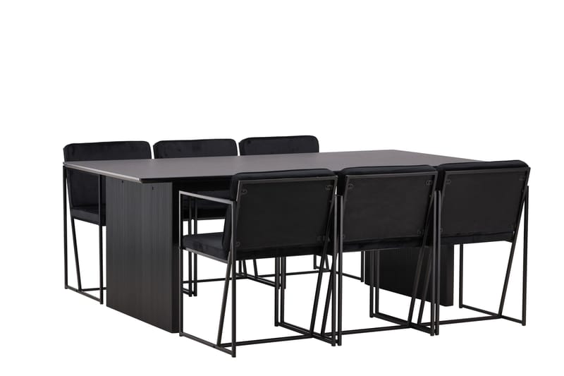 Ruokailuryhmä Vail 200 cm Suorakulmainen 6 Richmond Tuolia - Musta - Huonekalut - Pöytä & ruokailuryhmä - Ruokailuryhmä