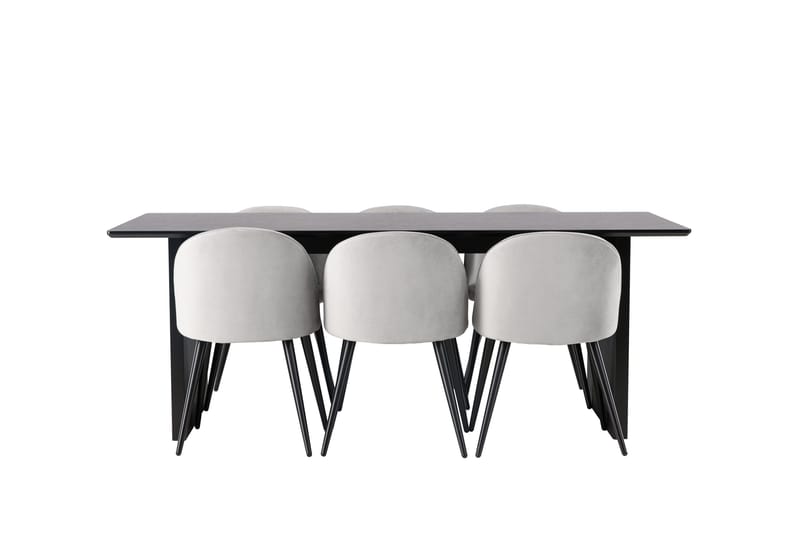 Ruokailuryhmä Vail 200 cm Suorakulmainen 6 Velvet Tuolia - Musta - Huonekalut - Pöytä & ruokailuryhmä - Ruokailuryhmä