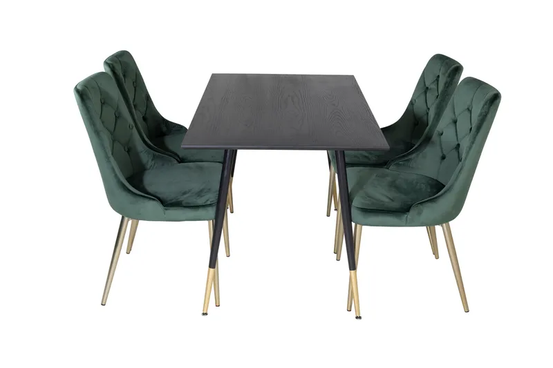 Ruokailuryhmä Venture Home Balisa-ruokailuryhmä 120 cm, pyöreä, 4 Valera-tuolilla Musta/KULTA/Vihreä, undefined