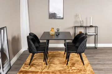 Ruokailuryhmä Venture Home Balisa-ruokailuryhmä 120 cm, pyöreä, 4 Sedavi-tuolilla Musta/KULTA - Huonekalut - Pöytä & ruokailuryhmä - Ruokailuryhmä