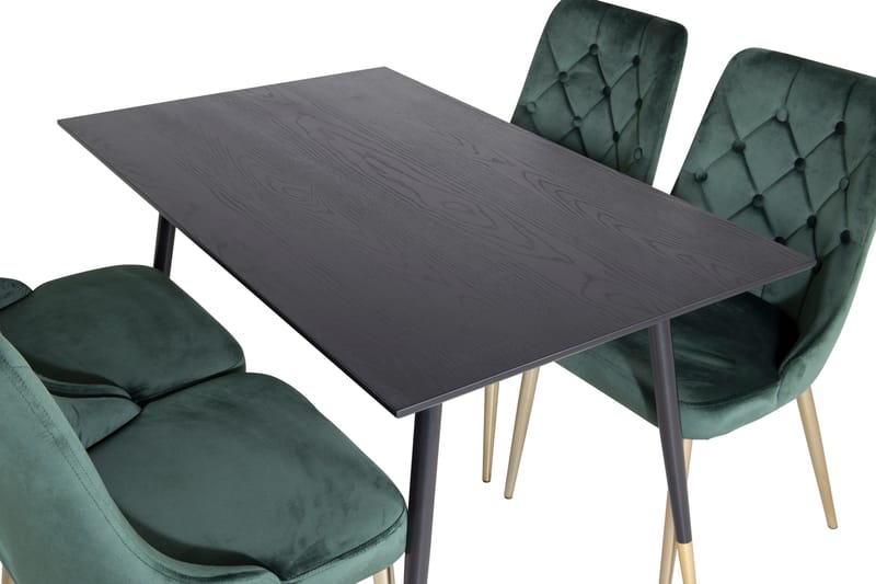 Ruokailuryhmä Venture Home Balisa-ruokailuryhmä 120 cm, pyöreä, 4 Valera-tuolilla Musta/KULTA/Vihreä - Huonekalut - Pöytä & ruokailuryhmä - Ruokailuryhmä