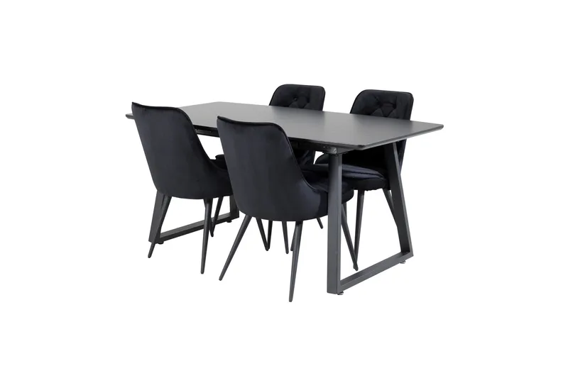 Ruokailuryhmä Venture Home Inca-jatkettava ruokailuryhmä 160 cm suorakaiteen muotoinen, sisältää 4 Velvet Deluxe -tuolia Musta - Huonekalut - Pöytä & ruokailuryhmä - Ruokailuryhmä